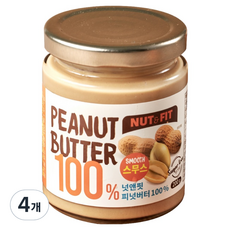 넛앤핏 피넛버터 100% 스무스, 200g, 4개