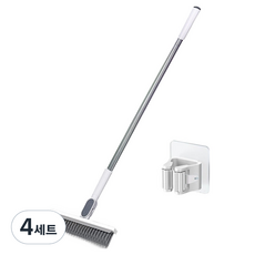 modernmore 長柄站立式 2合1 浴室地板廁所清潔刷 + 清潔刷掛架套組, 白色, 4套