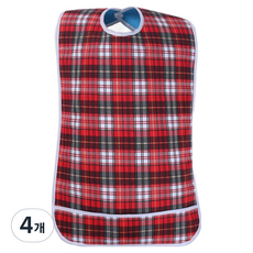 Soulrich 成人用耐用圍兜 L 45 x 75 cm, 4個, 紅色格紋