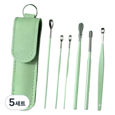 Second Best 螺旋頭潔耳器 掏耳棒 + 收納盒組 綠色, 5套