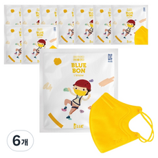 블루본 아이노우 컬러마스크 새부리형 소형, 10매, 6개, 옐로우