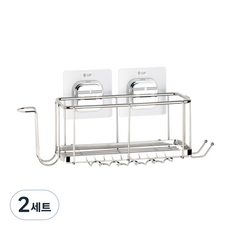디허브 밀착패드 압연 스테인레스 칫솔걸이 세트 F180, 혼합색상, 2세트