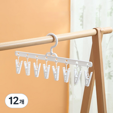 애니원픽 정리왕 집게형 모자정리 걸이, 화이트, 12개