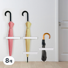 免鑽孔黏貼式雨傘架, 白色, 8個