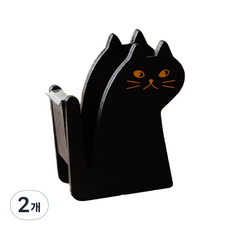 코메리 귀여운 고양이 테이프커터기 B0433, 2개, 블랙