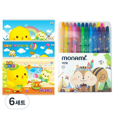 小黃雞素描本3件組 + Monami MoniZoo 自動彩色鉛筆24色組, 隨機出貨(素描本), 男(彩色鉛筆), 6套