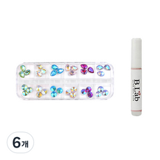 바블리 셀프네일 세트, 3D컷 네일스톤파츠 비비드 12종 + 글루, 6개