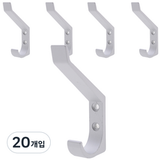 초이스하드웨어 2단 걸고리 벽걸이 후크, 실버, 20개