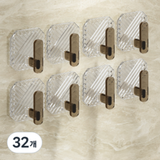 원온나인 무타공 인테리어 다용도 걸이 사각 후크, 브라운, 32개