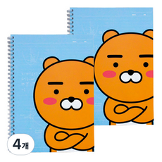 카카오프렌즈 하프 스프링 노트, 라이언, 4개