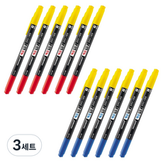 모나미 예감적중 컴퓨터용 사인펜 2종 x 6p 세트, 적색, 청색, 3세트