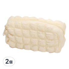 Yonni Factory 華夫格筆袋, 米白色, 2個