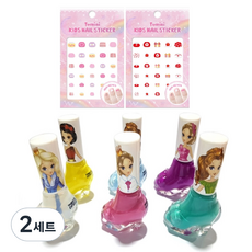 Tomini 兒童公主美甲+指甲貼T013T014套裝, 6種水性指甲油+2種貼紙, 2組