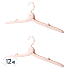 벨라픽 편리한 만능 논슬립 접이식 옷걸이, 핑크, 12개