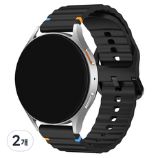 SPACE SHIELD Galaxy Watch 相容 Street Edge 矽膠錶帶 20mm, 黑色, 2個