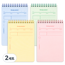 MUNID 線圈粉彩上翻式單字記憶本4入組, 黃色+藍色+粉紅色+綠色, 2套