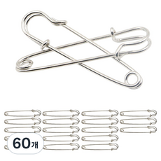 ARTEX CORP 床被固定大型別針, 銀色, 60個