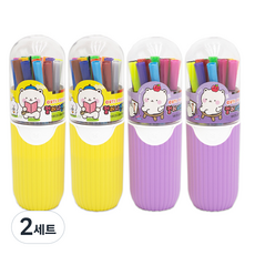 미소로 3500 18색 컬러 사인펜 2종 x 2p 세트 2335, 옐로우, 퍼플, 2세트