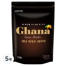 LOTTE 樂天 Ghana 加納 可可粉, 1kg, 5個, 1入