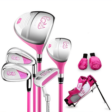 PICK CAT 高爾夫球桿 5入組 + 球童包 粉色, Small ( 6-8歲)