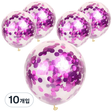 Partybok.com 透明五彩紙屑氣球, 紫色, 10入