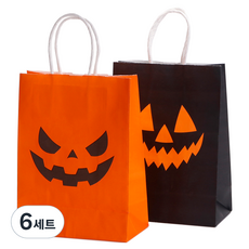 인디케이 할로윈 펌프킨 선물쇼핑백 2종 x 5p 세트, 블랙, 오렌지, 6세트