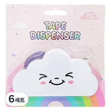 코히모 사무용 테이프 디스펜서 + 컬러테이프 리필 세트 4W319, 6세트, 화이트