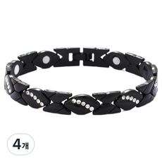 First River 簡潔全磁石健康手鍊 黑色, 4個