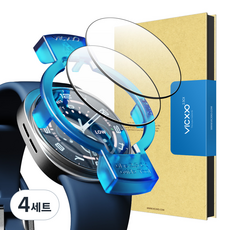 빅쏘 9H 고경도 부착가이드 갤럭시워치 풀커버 강화유리 액정보호필름 2매, 투명, 4세트