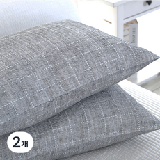 지베딩 시어서커 크래용 베개커버 2p + 베개솜 2p, 그레이, 2개