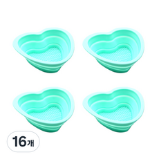 위고투 메이크업 브러쉬 클린징 세척 그릇 하트, 16개, 민트그린