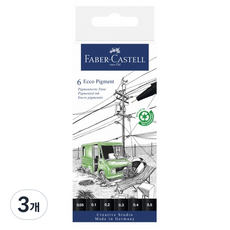 FABER-CASTELL 輝柏 環保防水代針筆 黑色 6入, 3個, HB