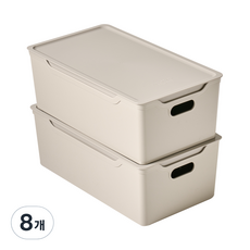 EASY&FREE 舒適生活收納盒, 灰色，牛 (31.8 x 17.7 x 11 cm), 8個