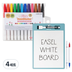 Lineplus 畫架式白板 藍色 + 細頭白板筆 12色組, 4套