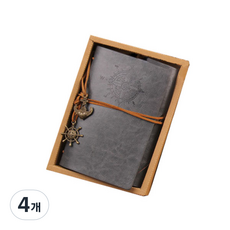 復古皮革手帳, 灰色, 4個