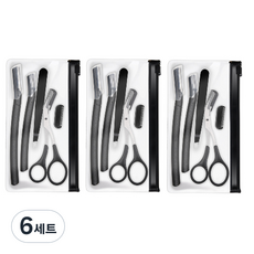 해피제이 모던 눈썹 정리 도구 세트, 블랙, 6세트