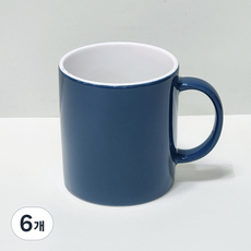 해피정 심플 모던 머그컵 400ml 유광, 다크블루, 6개