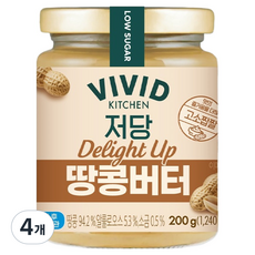 비비드키친 저당 Delight Up 땅콩버터, 200g, 4개