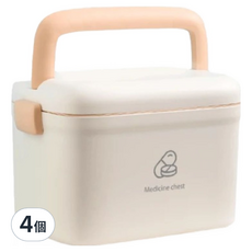 ANTIAN 家用醫藥雙層收納箱/便攜急救箱/醫藥箱/藥品收納盒/醫護箱 米白色, 4個