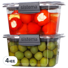 Sistema 브릴리언스 트라이탄 밀폐용기, 4세트, 380ml(2P)