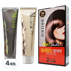 MOART 헤어컬러 새치 염모제 1제 + 2제 세트, 3N 흑갈색, 4세트