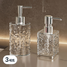 모나코올리브 샹드리에 세제 디스펜서 원형 400ml + 사각 300ml 세트, 투명, 3세트