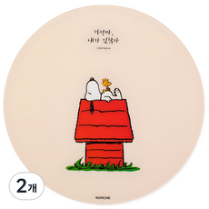 로이체 피너츠 스누피 원형 마우스패드, 베이지, 2개