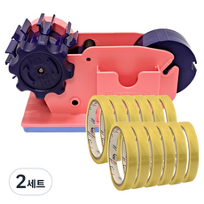 HORSE POWER 水車膠帶切割器 + 補充膠帶 12入, 粉紅色, 2套