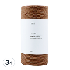 PURE SUNDAY 捲筒式一次性洗碗巾, 棕色, 3捲