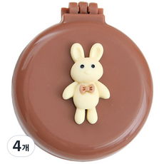 Rosae 馬卡龍小熊與兔子氣墊鏡梳, 蝴蝶結兔子棕色, 4個