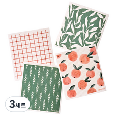 Recyco 纖維素可重複使用抹布 桃葉圖案 4件組, 3套