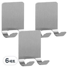 Luinolive 不鏽鋼免打孔刮鬍刀架 銀色 4.5 x 6 cm 3入 + 背膠貼紙組, 6套