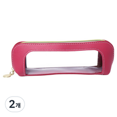 탑피아 PVC 투명창 필통, 로즈, 2개