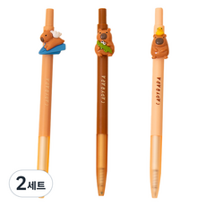 ARTJOY 水豚按動式中性墨水筆 3款套組 0.5mm, 2套, 飛機 + 鱷魚 + 鴨子